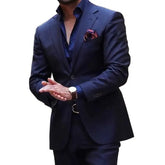 Navy Blue Men Suits Slim Fit 2 Piece Wedding Tuxedo for Groom Business Male Fashion Formal Jacket with Pants 2023